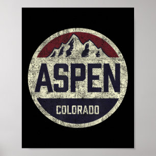 Vintage Retro Aspen Colorado Mountain Circle Skiin Poster