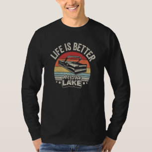 Vintage Retro  At The Lake Pontoon Boat T-Shirt
