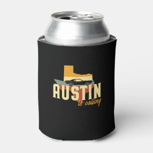 Vintage Retro Austin Texas TX USA City Map Can Cooler