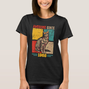 Vintage Retro Awesome Since 1968 54th Bday Cat Sun T-Shirt
