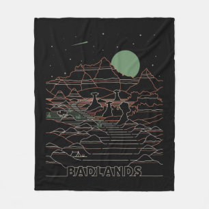 Vintage Retro Badlands National Park South Dakota  Fleece Blanket