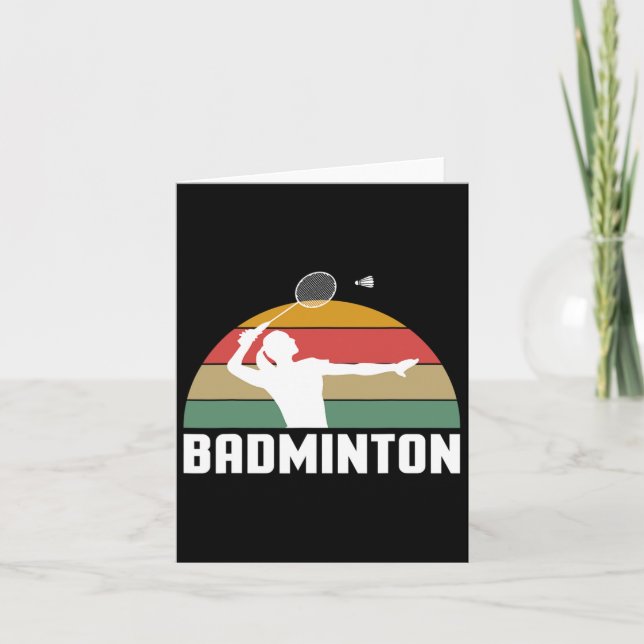 Vintage Retro Badminton Shuttle Player  Card (Front)