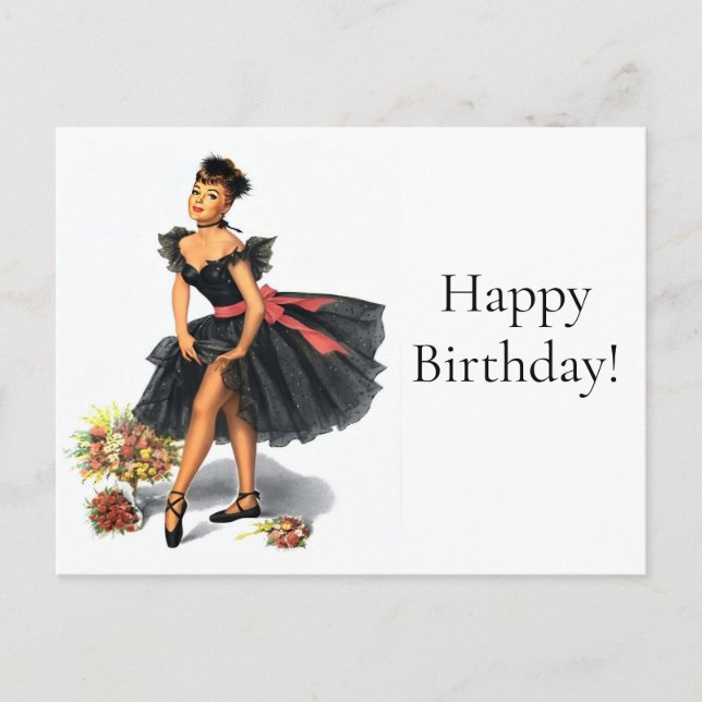  Vintage Retro Ballet Dancer 1950s Postcard (Front)