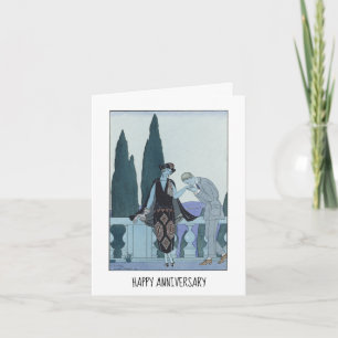 Vintage Retro Barbier Elegant Happy Anniversary Card
