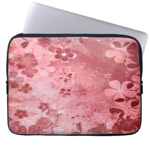 Vintage retro barn red floral pattern laptop sleeve