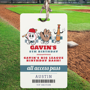 Vintage Retro Baseball Sport Birthday Party Favour ID Badge