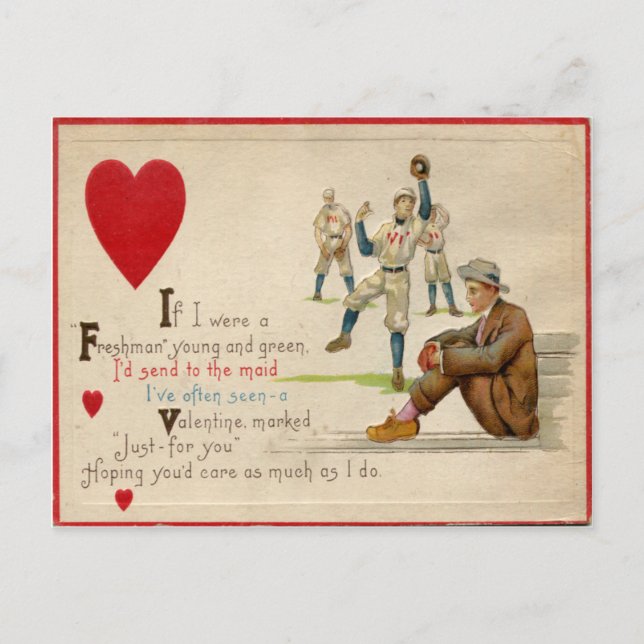 Vintage Retro Baseball Valentine Card (Front)
