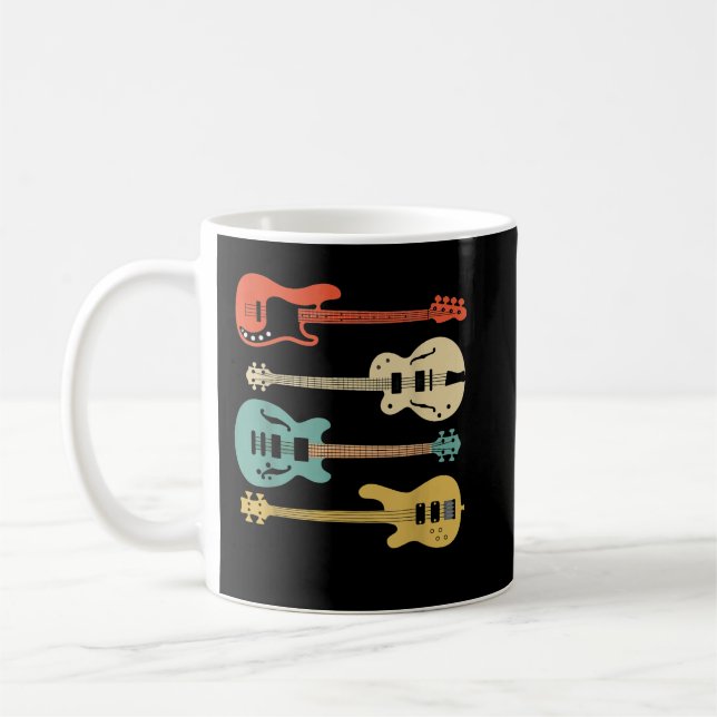 Vintage Retro Bass Guitar Coffee Mug (Left)