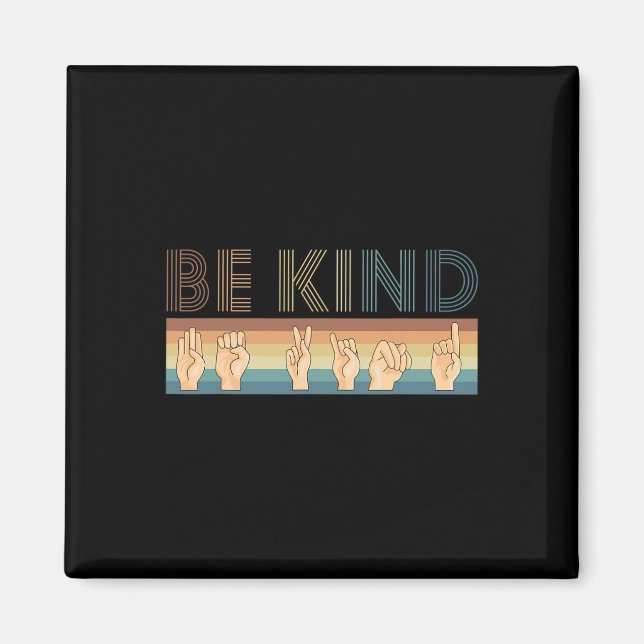 Vintage Retro Be Kind DEAF Deaf Awareness Magnet (Front)