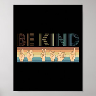 Vintage Retro Be Kind DEAF Deaf Awareness Poster