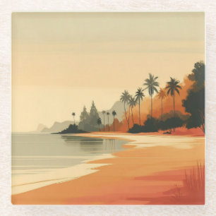 Vintage/retro beach/tropical  glass coaster