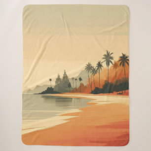 Vintage/retro beach/tropical  sherpa blanket
