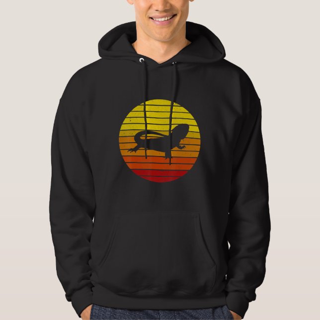 Vintage Retro Bearded Dragon Sunset   Hoodie (Front)