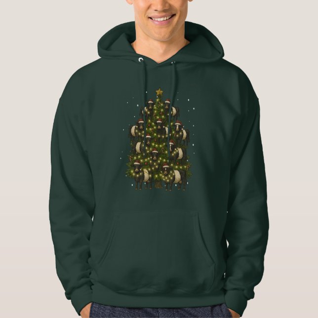 Vintage Retro Belted Galloway Belty Christmas Tree Hoodie (Front)