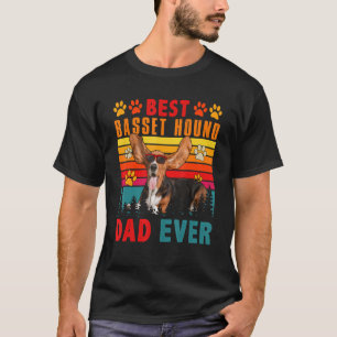 Vintage Retro Best Basset Hound Dad Ever Cute Dog  T-Shirt