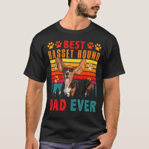Vintage Retro Best Basset Hound Dad Ever Cute Dog T-Shirt