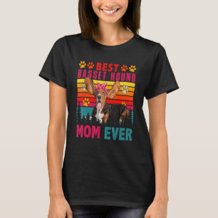 Vintage Retro Best Basset Hound Mom Ever Cute Dog  T-Shirt
