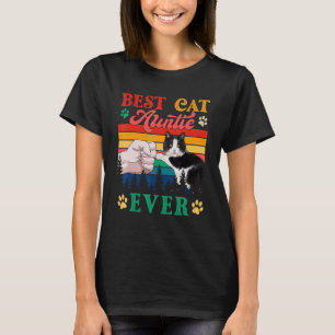 Vintage Retro Best Cat Auntie Ever Cute Cat Mother T-Shirt
