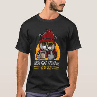 Vintage Retro Best Cat Cousin Ever Funny Dad Cat L T-Shirt