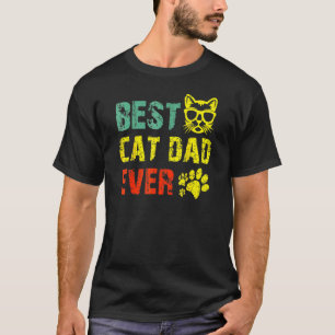 Vintage Retro Best Cat Dad Ever Cat Daddy Father T-Shirt