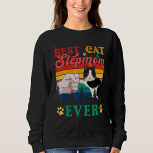 Vintage Retro Best Cat Stepmom Ever Cute Cat Mothe Sweatshirt