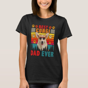 Vintage Retro Best Corgi Dad Ever Cute Dog Sunglas T-Shirt