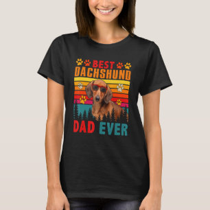 Vintage Retro Best Dachshund Dad Ever Cute Dog Sun T-Shirt