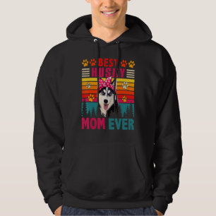 Vintage Retro Best Husky Mum Ever Cute Dog Headban Hoodie