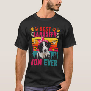Vintage Retro Best Landseer Mom Ever Cute Dog Head T-Shirt