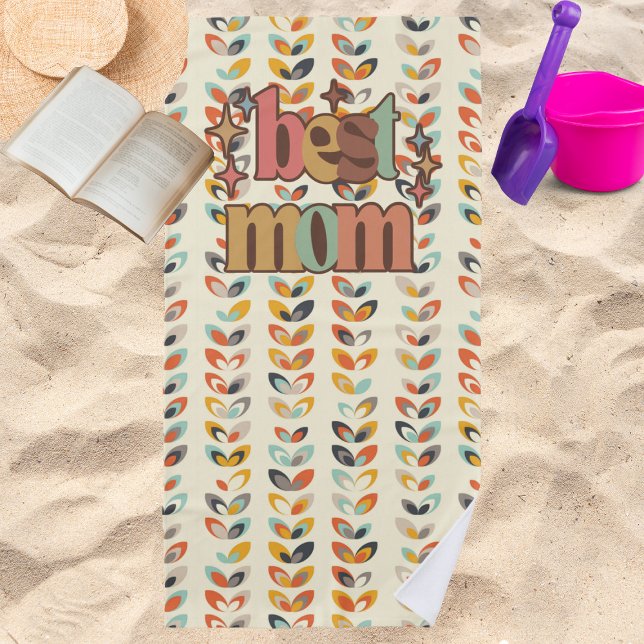 Vintage Retro Best Mum Beach Towel (Creator Uploaded)