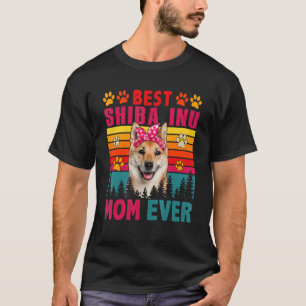 Vintage Retro Best Shiba Inu Mom Ever Cute Dog Hea T-Shirt