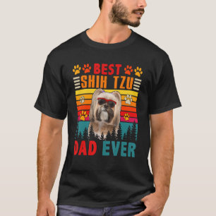 Vintage Retro Best Shih Tzu Dad Ever Cute Dog Sung T-Shirt