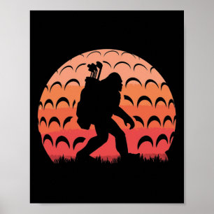 Vintage Retro Bigfoot Golf Golfer Sasquatch Poster