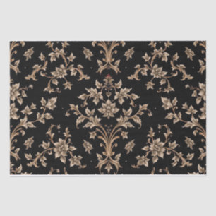 Vintage Retro Black and Gold toile de jouy Tissue Paper