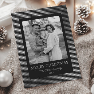 Vintage Retro Black And White Striped Christmas