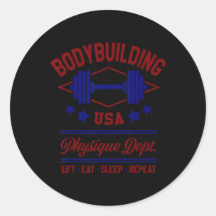 Vintage Retro Bodybuilding Gym For Men And Women  Classic Round Sticker