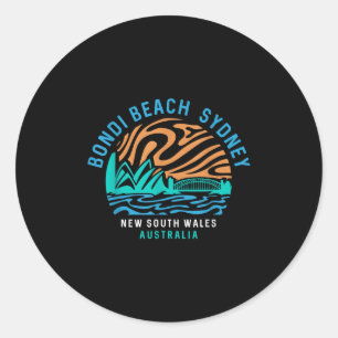 Vintage Retro Bondi Beach Sydney Australia Surfer Classic Round Sticker