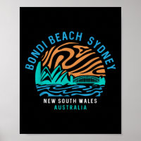 Vintage Retro Bondi Beach Sydney Australia Surfer 
