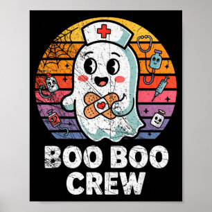 Vintage Retro Boo Boo Crew Nurse Halloween Nurses Poster