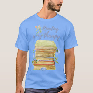 Vintage Retro Books Reading is My Therapy Flowers  T-Shirt