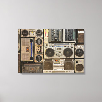 Vintage, retro boom boxes image on canvas print
