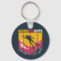 Vintage Retro Born To Dive Cool Scuba Diver