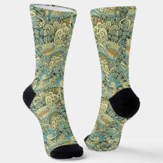Vintage Retro Botanical Floral Pattern Socks