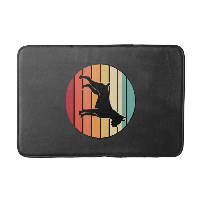 Vintage Retro Boxer Dog Sunset Silhouette Bath Mat (Front)