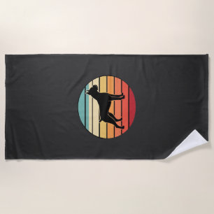 Vintage Retro Boxer Dog Sunset Silhouette Beach Towel