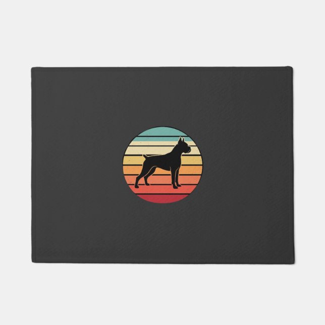 Vintage Retro Boxer Dog Sunset Silhouette Doormat (Front)