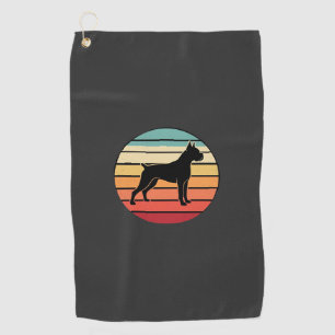 Vintage Retro Boxer Dog Sunset Silhouette Golf Towel