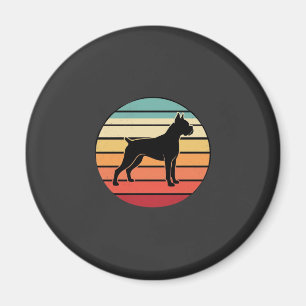 Vintage Retro Boxer Dog Sunset Silhouette Magnet