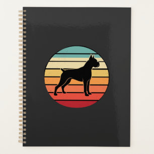 Vintage Retro Boxer Dog Sunset Silhouette Planner