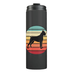 Vintage Retro Boxer Dog Sunset Silhouette Thermal Tumbler